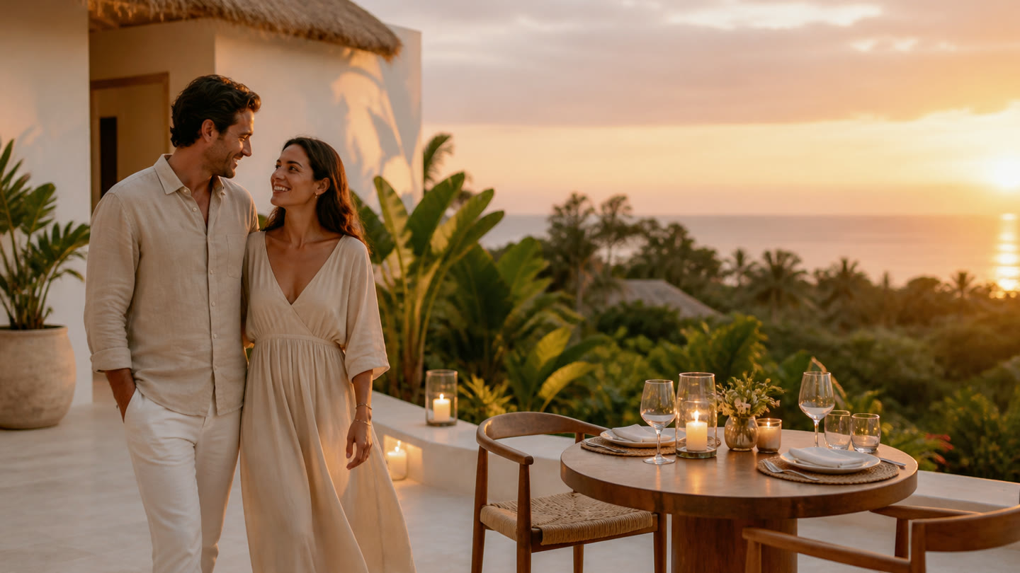 Imagen ilustrativa de una pareja durante una escapada romántica frente al mar